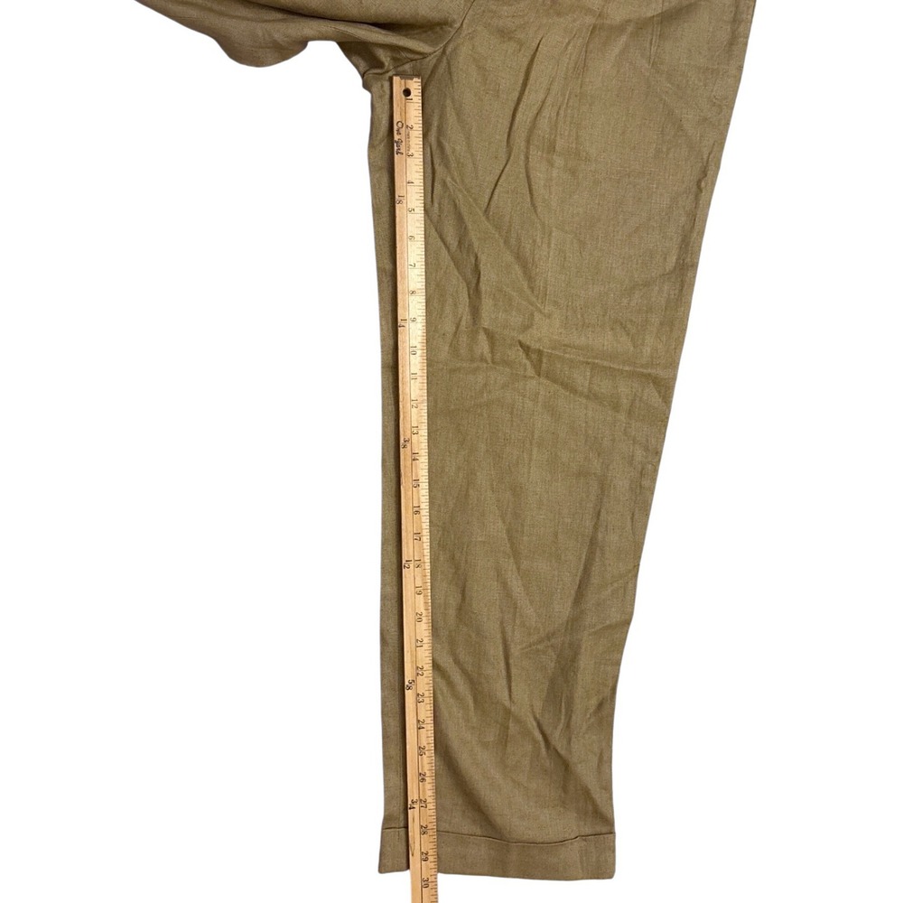 Vtg Brooks Brothers 100% Linen Pleated Pants Men 36x30 Tan Khaki Cuff High Waist - Picture 7 of 9